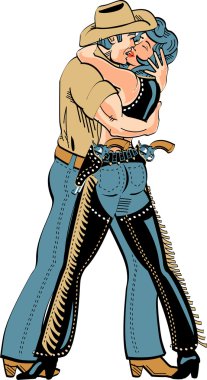 onun kollarında güzel cowgirl sarma kovboy
