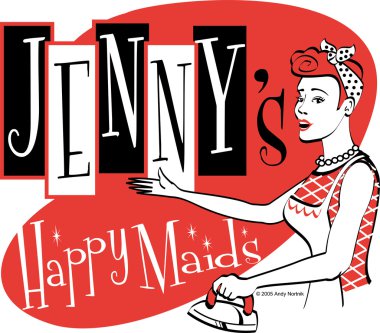 Vintage Jenny mutlu hizmetçi reklam
