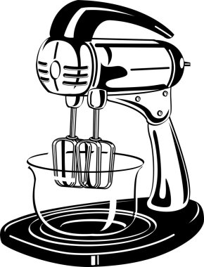 White clipart picture of an electric mixer in a kitchen