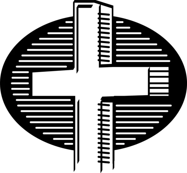 Cruz de iglesia en blanco y negro — Vector de stock