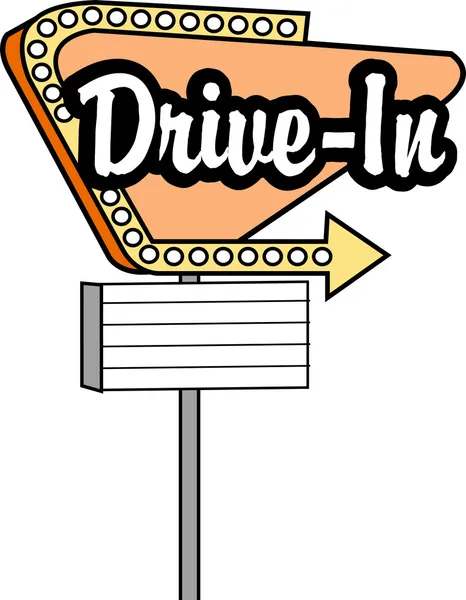 Vintage tan drive in sign with an arrow — Stock Vector