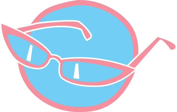 Par de gafas de sol femeninas rosadas sobre un círculo azul — Archivo Imágenes Vectoriales