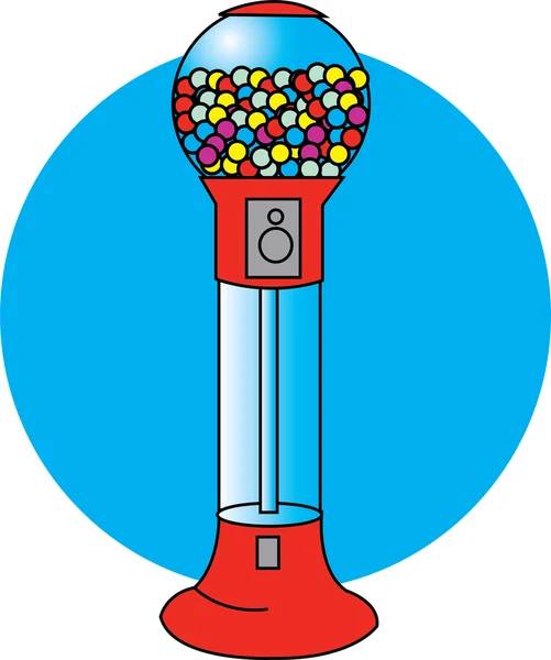 Gumball máquina de venda automática cheia de bolas coloridas de goma de mascar — Vetor de Stock