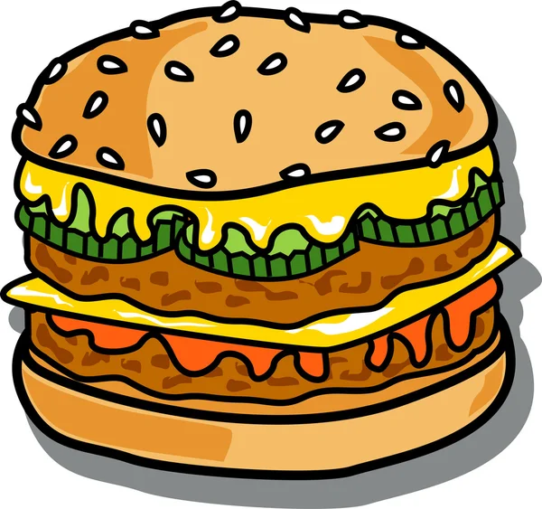 Sabrosa hamburguesa doble con queso — Vector de stock