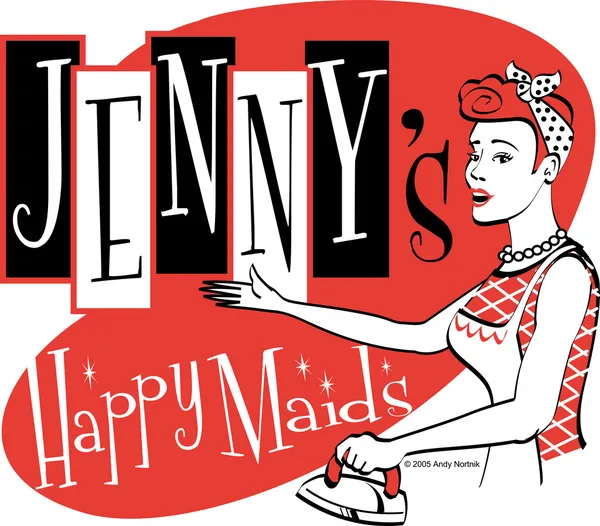 Vintage reklama szczęśliwy Panny Jenny 's — Wektor stockowy