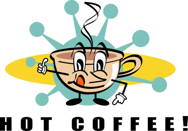 Caractère tasse de café avec café chaud torride — Image vectorielle