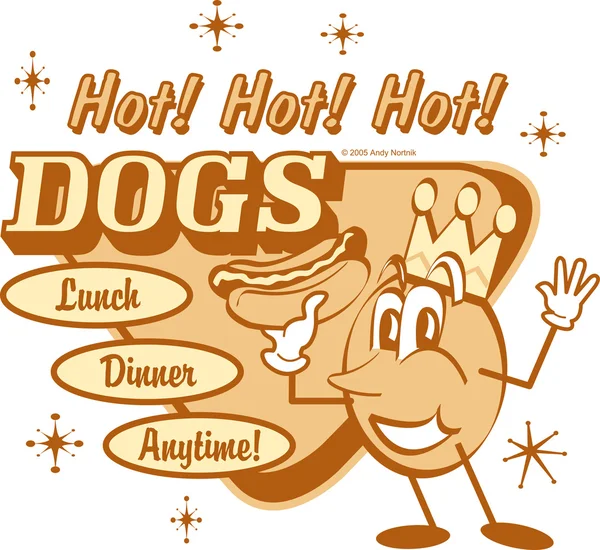 Vintage hot dog advertisement — Stock Vector
