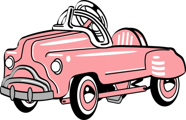 Pink metal pedal convertible toy car — Stock Vector