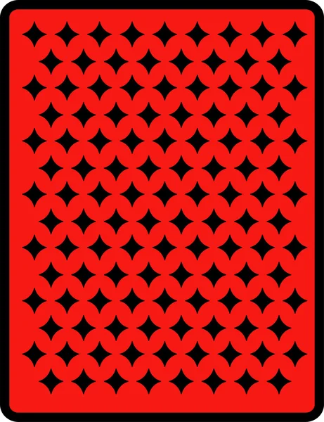 Parte posterior de una carta roja con diamantes negros — Vector de stock