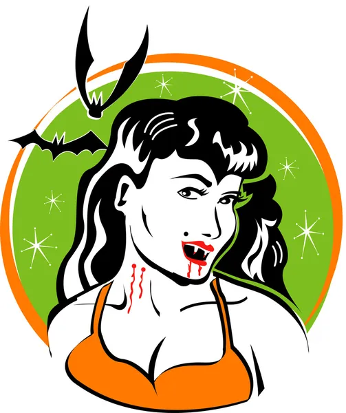 Vampire femelle aux cheveux noirs — Image vectorielle