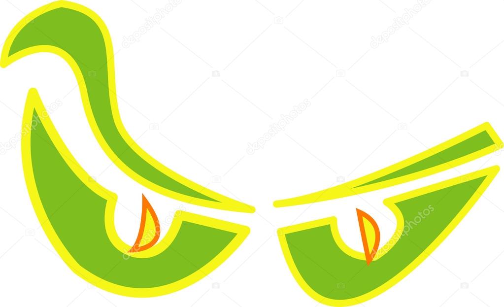 Evil pair of ghost eyes glowing green, yellow and orange