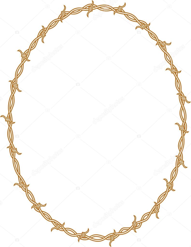 Oval border frame of barbed wire