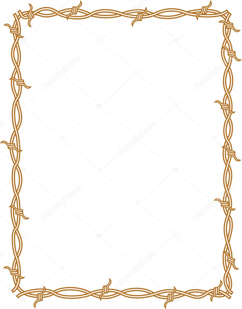 Rectangle border frame of barbed wire