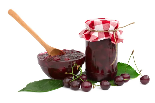 Cherry jam op wit — Stockfoto