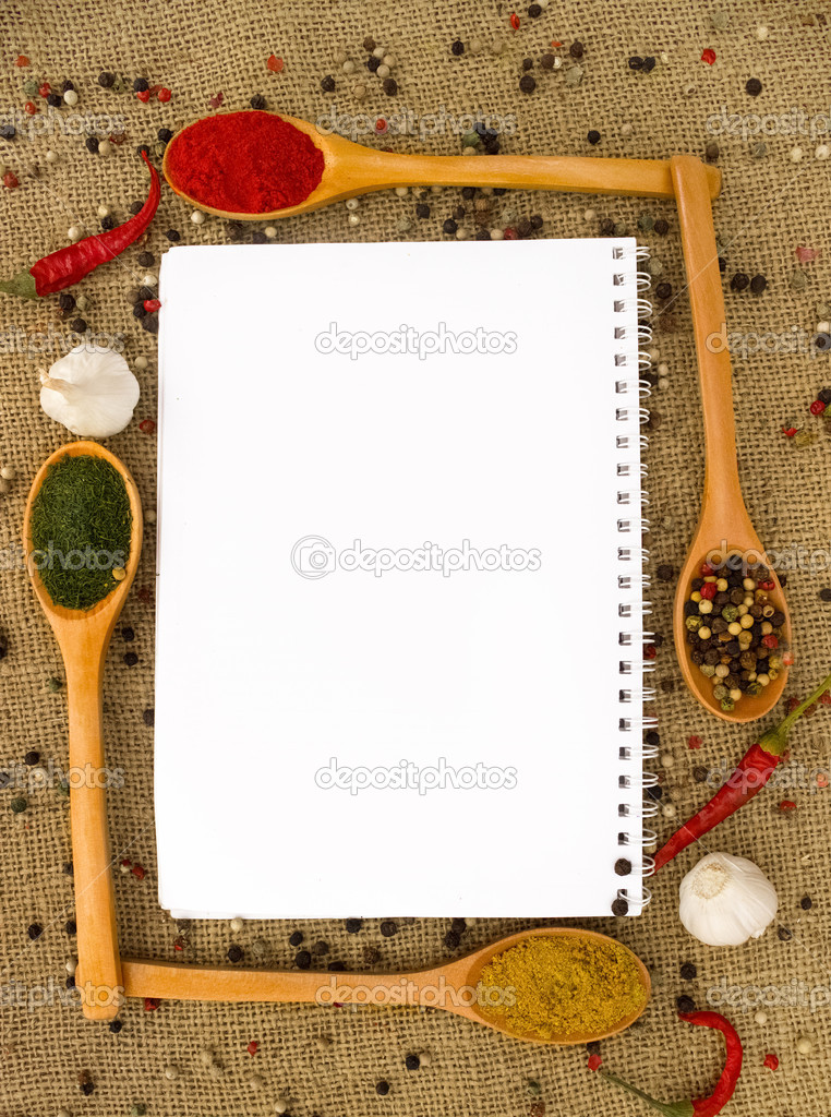 Blank paper and spices