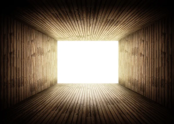 Intérieur en bois avec lumière Images De Stock Libres De Droits
