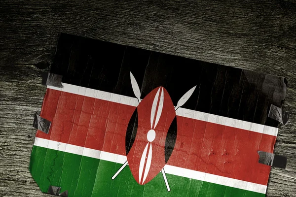 NATIONAL KENYAN FLAG ON WOOD — Stock Photo, Image