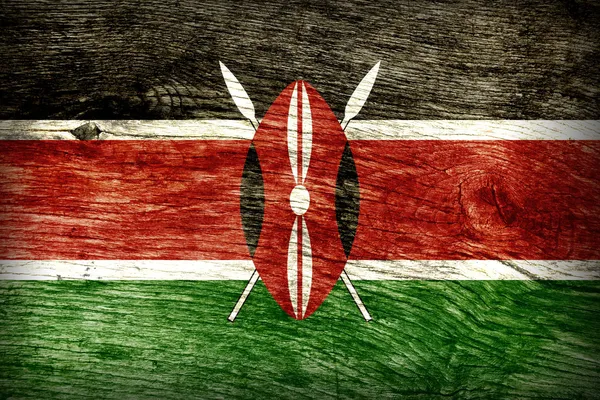 Kenijski flagi narodowej na drewno — Zdjęcie stockowe