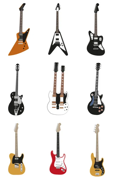 Gitarren Vektor isolierte Illustrationen Set — Stockvektor