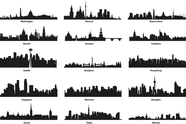 Silhouette vettoriali dello skyline della città — Vettoriale Stock