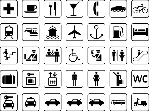 Icone di trasporto e guida — Vettoriale Stock