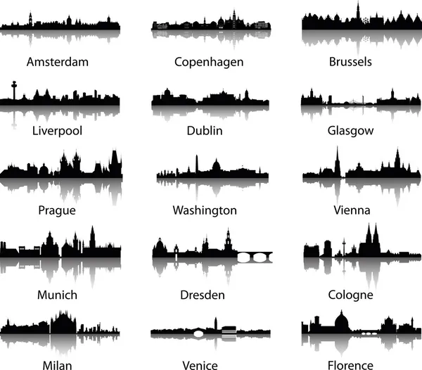 Panoramic city skylines — Stock Vector