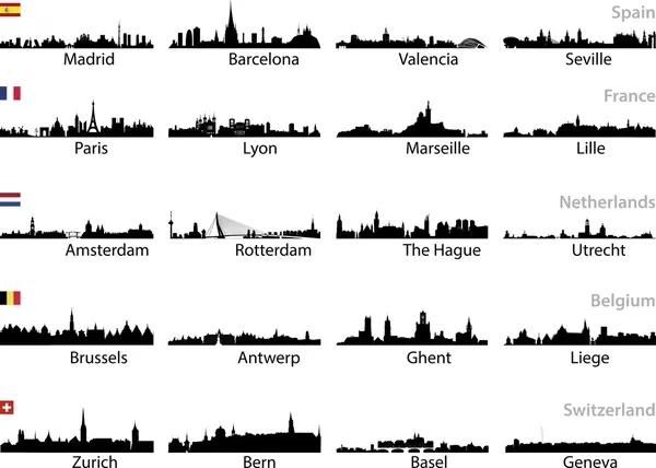 Les villes européennes installées — Image vectorielle