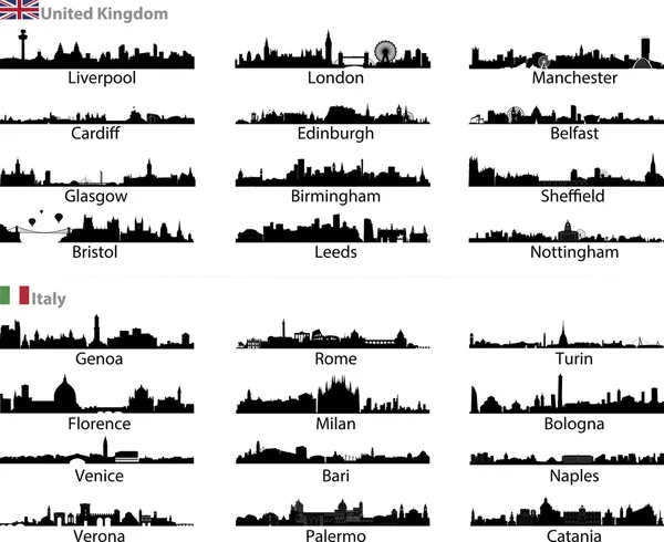 Itália e Reino Unido cidades Gráficos Vetores