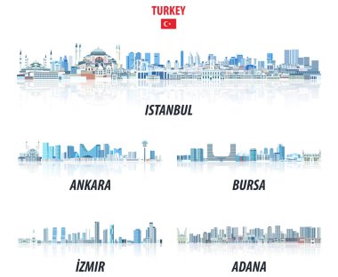 Türkiye 'nin en büyük şehirleri mavi renk paletleriyle gökdelenler çiziyor. Kristal estetik tarzı