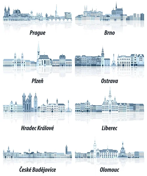 Czech Republic Main Cities Cityscapes Tints Blue Color Palette Crystal — Stock Vector