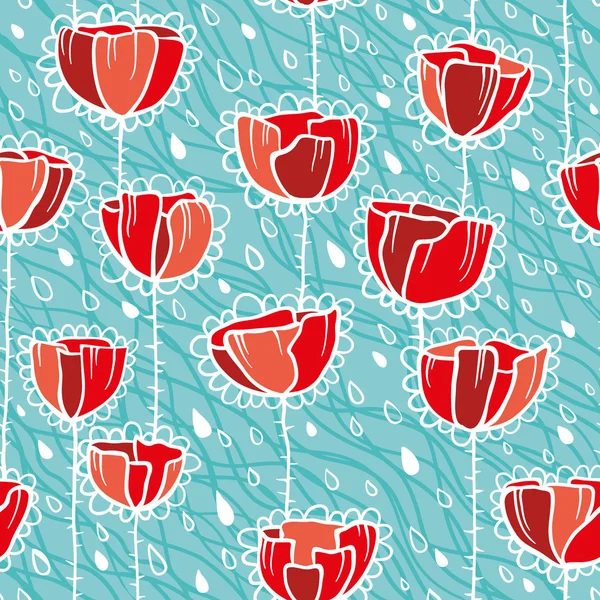 罂粟和雨 — 图库矢量图片
