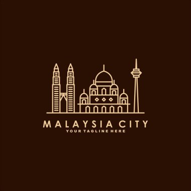 Malezya şehir çizgisi sanat logosu tasarımı