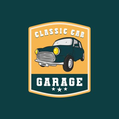 Klasik araba garajı rozet logosu tasarımı