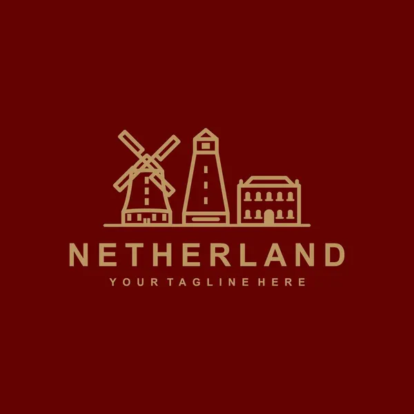 オランダの概要ロゴデザインテンプレート — ストックベクタ
