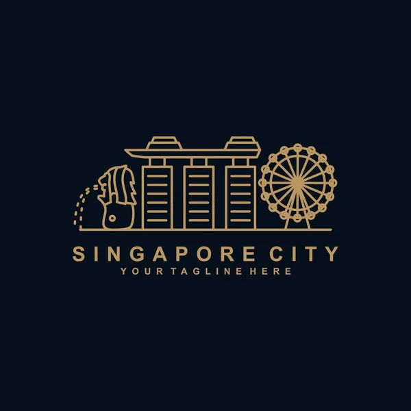 シンガポール市概要ロゴデザインテンプレート — ストックベクタ
