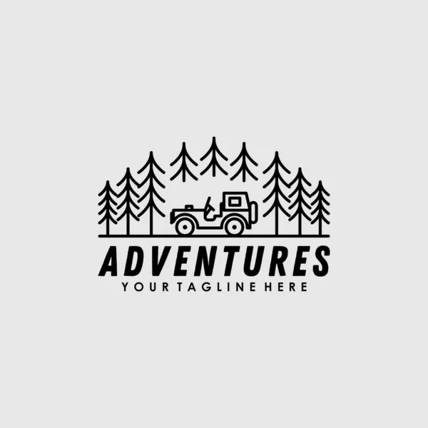 Diseño Del Logo Del Árbol Del Coche Aventura — Vector de stock