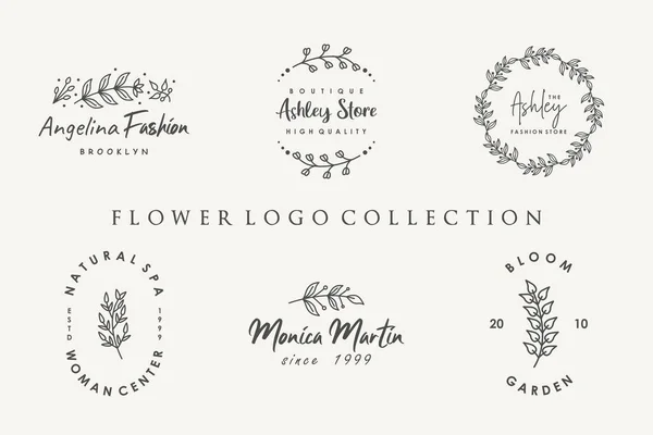 Flower Logo Kollektion Mit Minimalistischem Stil — Stockvektor