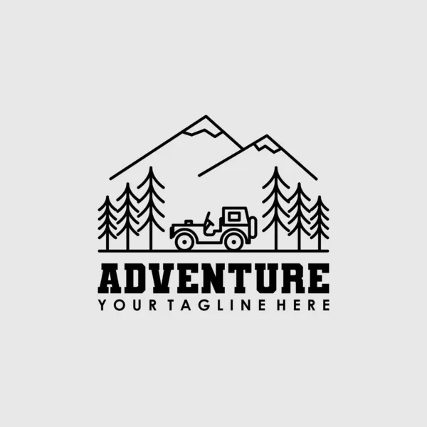 Aventure Voiture Arbre Logo Design — Image vectorielle