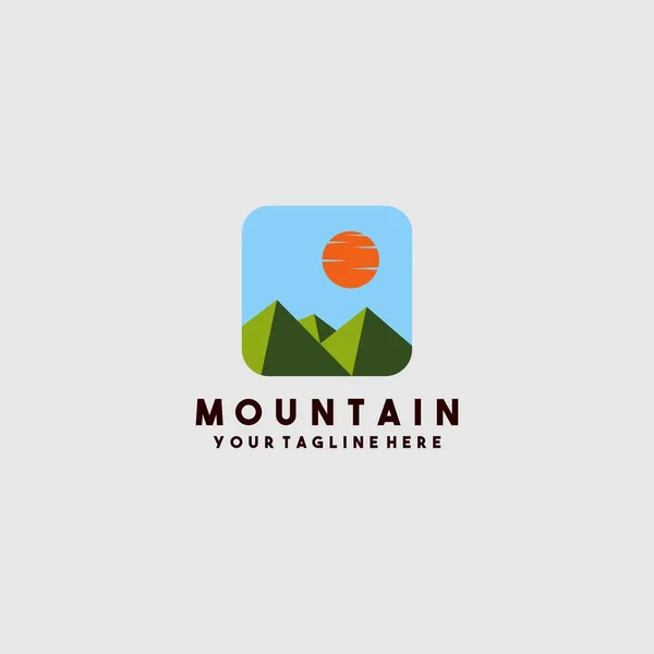 Montagne Soleil Dans Conception Logo Matin — Image vectorielle