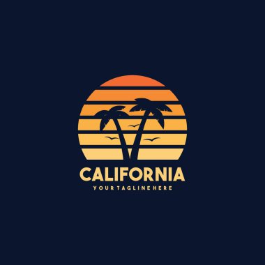 Klasik California plaj logosu ve t-shirt tasarımı