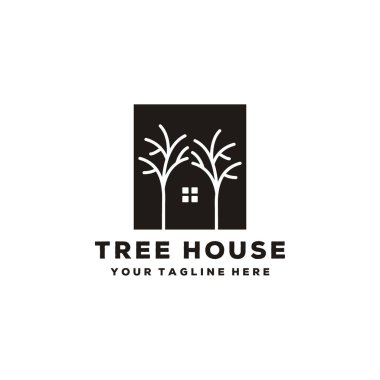 Yaratıcı ağaç ev logosu tasarımı