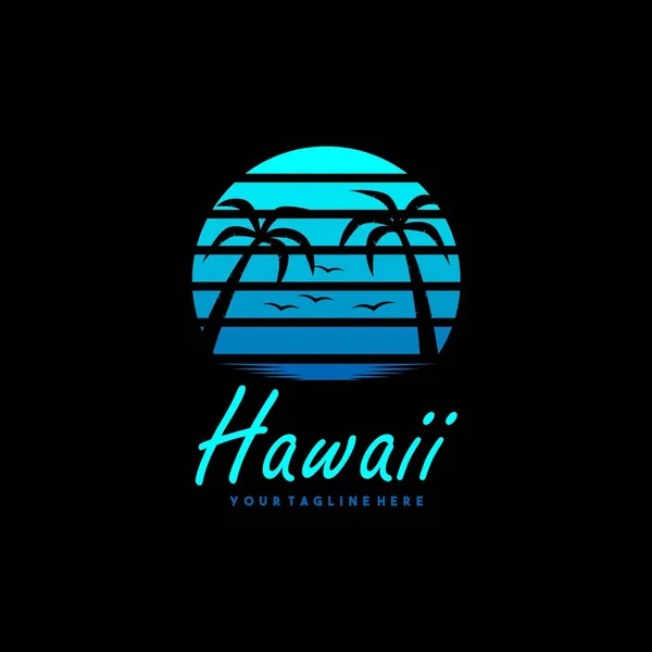 Logotipo Creativo Hawaii Beach Diseño Camiseta — Vector de stock