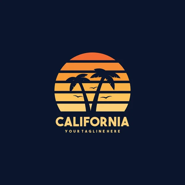 Vintage California Spiaggia Logo Shirt Design — Vettoriale Stock