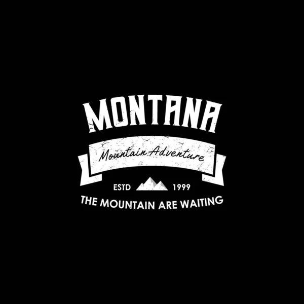 Typographie Montagne Aventure Logo Design — Image vectorielle