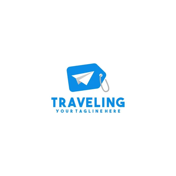 Creative Traveling Tag Logo Design — Stock Vector