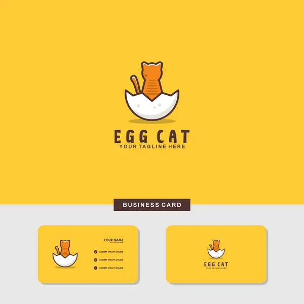 Logo Cat Egg Wizytówką — Wektor stockowy