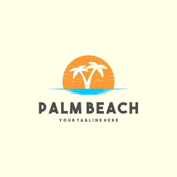 Design Creativo Del Logo Della Spiaggia Della Palma — Vettoriale Stock