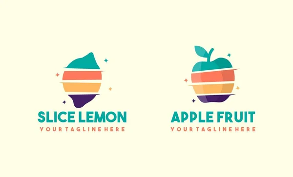 Kreatives Logo Design Für Zitronen Und Apfelscheiben — Stockvektor
