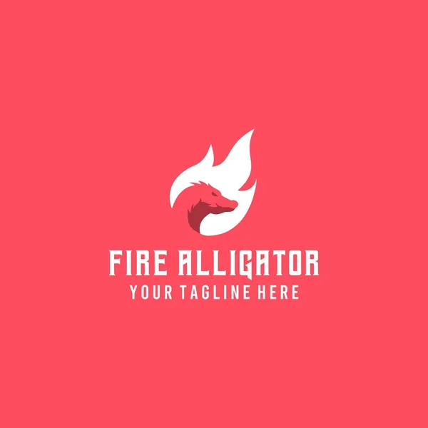 Design Creativo Logo Alligatore Fuoco — Vettoriale Stock