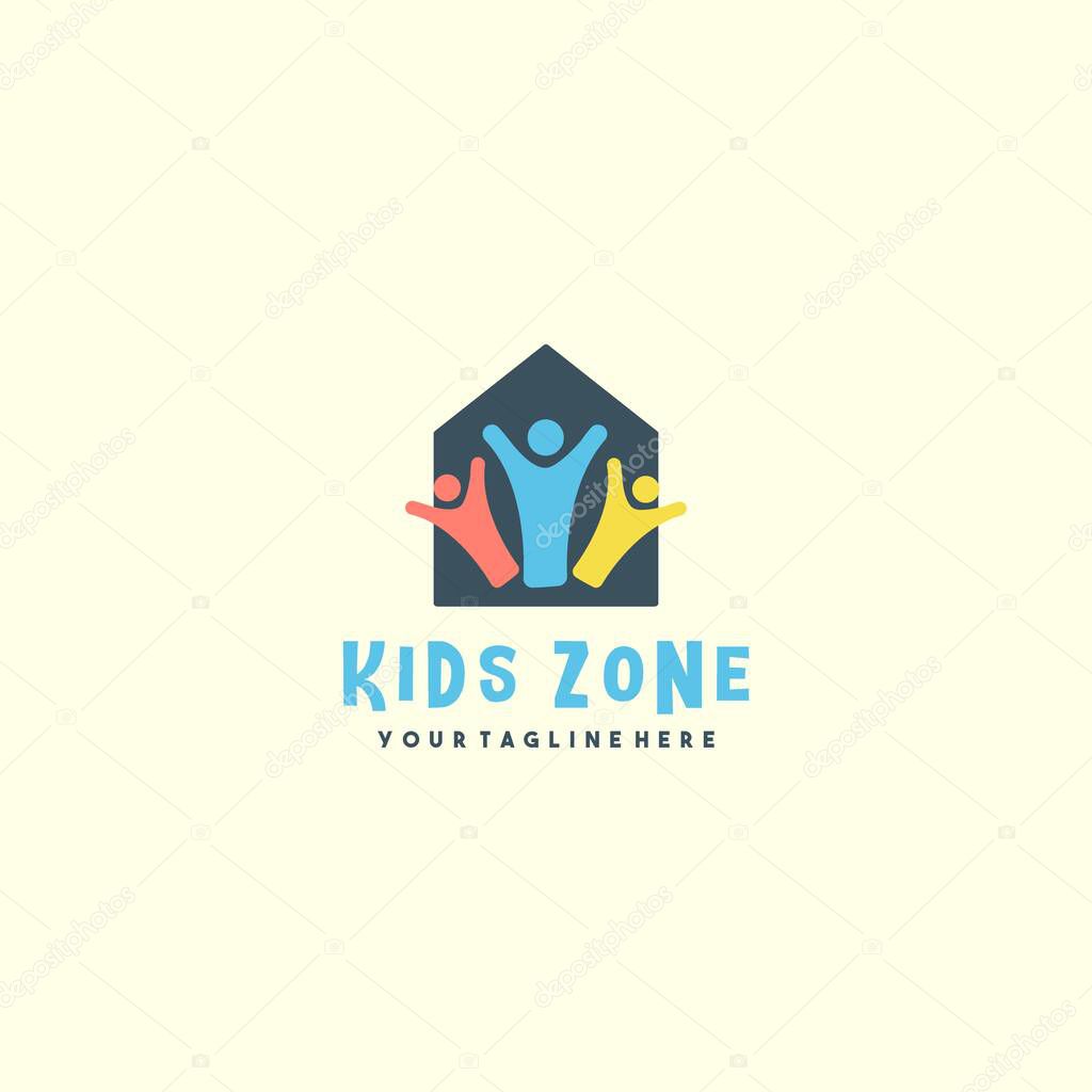 Creative kids zone house logo design